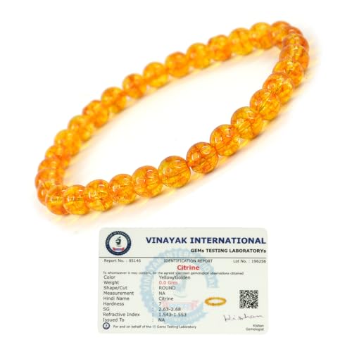 Image of Reiki Crystal Products Certified Natural Crystal Stone Bracelet 6 mm Round Beads for Men and Women | Premium Gemstone Jewellery Collection | Reiki Charged | Multiple Stone Variants Available