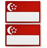 stidsds Aufnäher mit Singapur-Flagge, Singapur-Flagge, taktischer Aufnäher, Singapur-Flaggen, PVC, Klettverschluss, für Kleidung, Hüte, Rucksäcke, Stolz, Dekorationen, 2 Stück