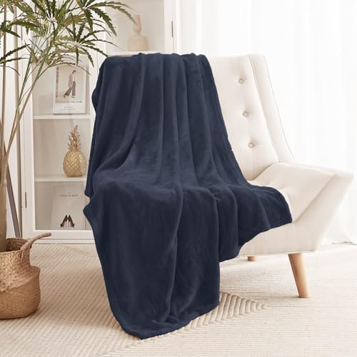 Image of Cloth Fusion Nimbus 280 GSM Fleece Blanket, Navy Blue, Single 58x86 inches | Double-Brushed Both Sides, Anti-Pilling Weave, Colour-Lock Dye, Reinforced Stitching, Machine Washable