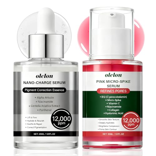 Cyano Pink Spicule Serum + Picotonic Shot Ampoule Duo - Korean Face Serum with Alpha Arbutin, Niacinamide, Calcium,Vitamin C for Brightening, Calming & Pore Refinement Glass Skin Finish