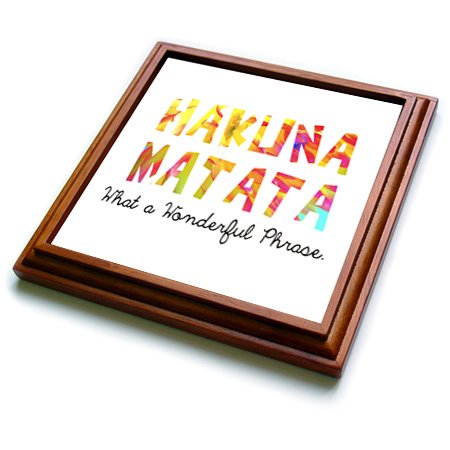 3dRose Hakuna Matata What a Wonderful Phrase Trivet with Tile, 8 by 8