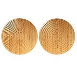 BambooMN 12.5' Dia Carbonized Brown Bamboo Double Finger Labyrinth for Meditation and Prayer, Chartres Style, 3 Pieces