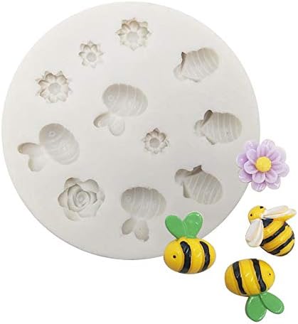 Mulukaya Flower and Bee Silicone Mold Fondant Cupcake Making Tools for Chocolate Candy Gum Paste Polymer Clay