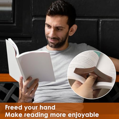 Image of KINIVA Leather Weighted Bookmarks Book Weight Page Holder for Reading,Book Open Holder for Kids Adult,Gifts for Reader (01 Black+04 Wood)