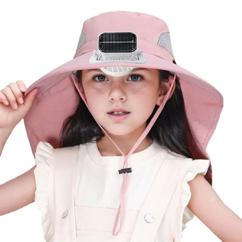 Wide Brim Sun Hat with Solar Fan for Kids,Children's Fishing Hat for Outdoor Activities,Hat with Fan Hat-Solar&USB Charging