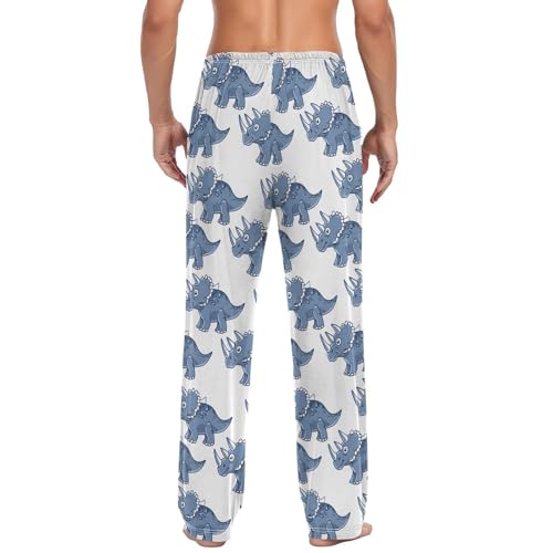 Men's Pajama Pants Cute Triceratops Pattern Sleep Bottoms Lounge Sleepwear with Pockets Drawstring3