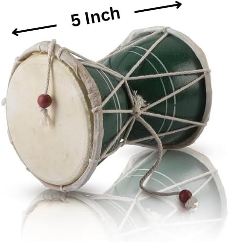 Miniatura 2 de Juego de instrumentos de percusión de tambor de mano de 5 pulgadas, hecho a mano, tradicional, auténtico, madera y cuero, clásico indio, dumroo,
