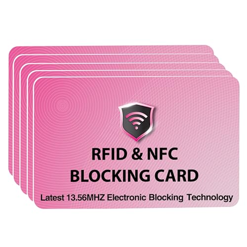 Image of SaiTech IT 5 Pack RFID Blocking Cards Protect Your Entire Wallet, Purse, and Cards from NFC Contactless Theft Wallet for Men & Women - Pink