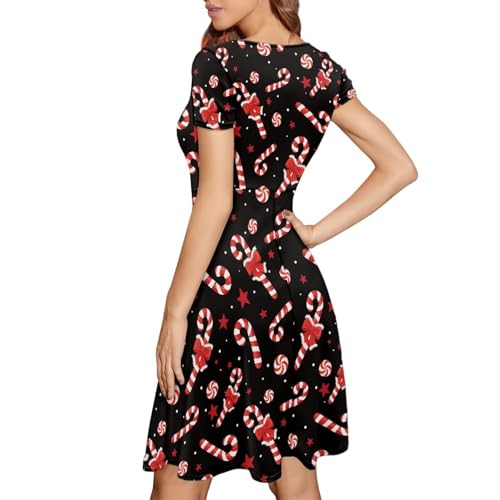 Image of POLERO Sunflower Dress for Women Floral Summer Dresses Short Sleeve Casual Sundresses Midi Dresses