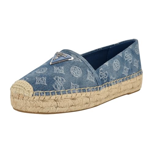 Guess Women's Jolandon Flat, Blue Denim Logo 420, 6.5