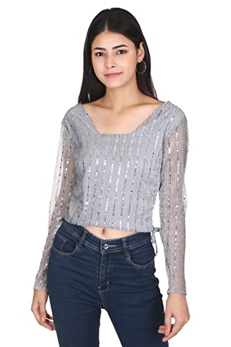 Image of Drawstring Solid Shimmer Top