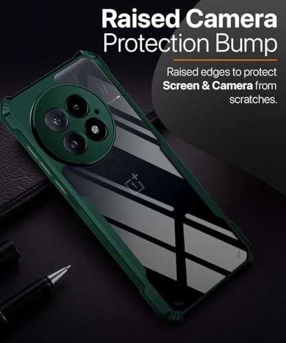 Image of WOW IMAGINE Shock Proof Clear Protective Back Case for 1+ OnePlus 13 - AirEDGE Technology | 360 Degree Camera Protection | Transparent Hybrid Back Case Mobile Cover - Green