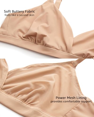 Image of INLYRIC Women's Inbarely Triangle Bralette Comfortable Unlined V Neck Wireless Smoothing Bra Top Stretch