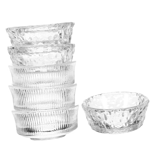 COLLBATH 6 Pezzi Ciotole Snack in Vetro Trasparente Ciotoline per Salse Dolci e Antipasti Resistenti e Compatte con Design per