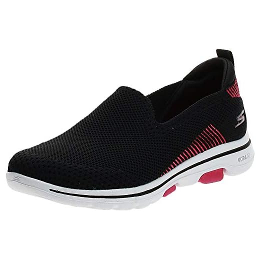 Skechers Women's GO Walk 5-PRIZED Sneaker, Black/Pink, 8.5 M US