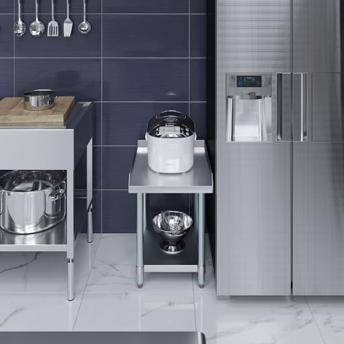 Image of AmGood Stainless Steel Equipment Stand - Heavy Duty, Commercial Grade, with Undershelf, NSF Certified (24 inch Width x 18 inch Length)