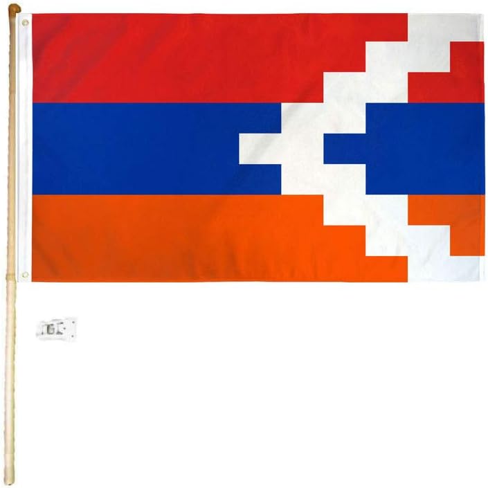 3x5 3'x5' Nagorno Karabakh Polyester Flag with 5' (Foot) Flag Pole Kit with Wall Mount Bracket & Screws (Imported)