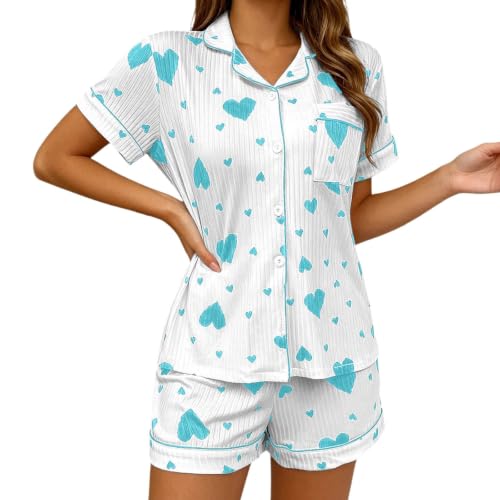 Chemise de nuit courte haut de gamme style tailleur pyjama short motif cœur