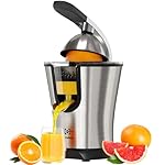Eurolux Premium Electric Orange Juicer | Stainless Steel Citrus Squeezer With New Ultra-Powerful Motor and Soft Grip Handle for Effortless Juicing, Auto Shutoff, Dishwasher-safe Parts, Pulp Control
