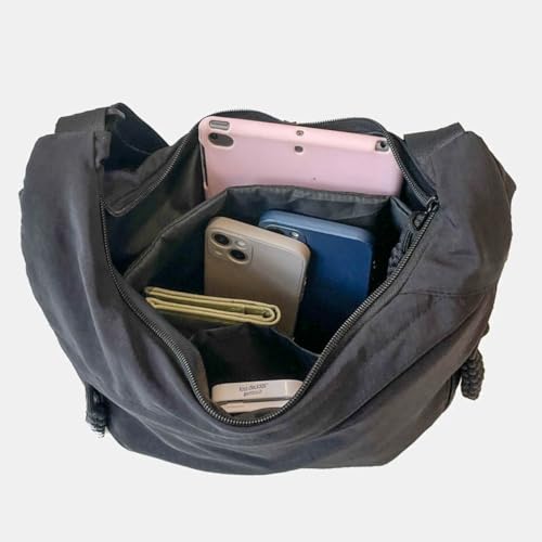 GRPKSSIB Sac à bandoulière en nylon avec croissant - Style décontracté - Pour homme et femme, noir, Medium – vue 6