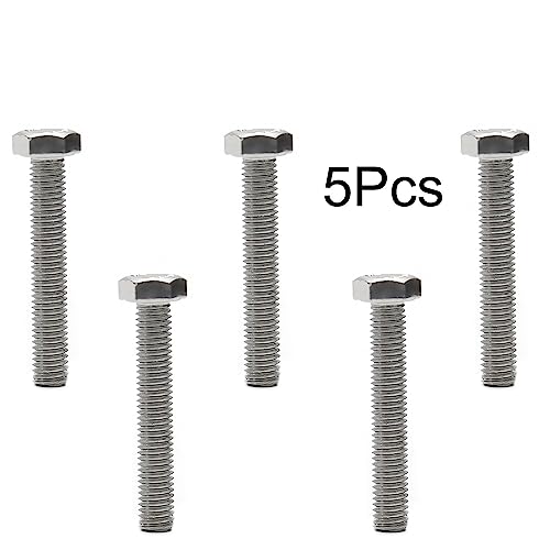 Image of Bettomshin 5Pcs M8 x 50mm Hex Bolts, 304 Stainless Steel 1.25mm Thread Pitch Fully Threaded Metric Hex Head Screw Bolts, Hexagon Screw Bolt, Hex Tap Bolts, Silver (Overall Size 55.45x13x13mm)