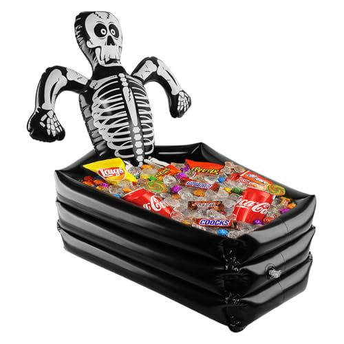 Halloween Inflatable Decorations Skeleton Drink Holder Large Capacity Inflatable Drink Cooler Halloween Party Decorations for Indoor Outdoor Home Party Garden Lawn Yard Decorations