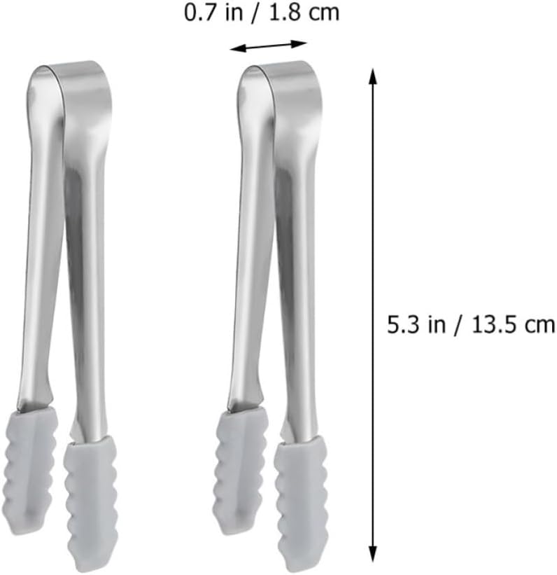2pcs Stainless Steel Ice Cube Tongs for Sugar Cubes and Food