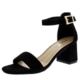 Weiches Wildlederimitatband. Damens Sandale Ausgeschnitten Offener Zeh Kaum Da Fesselriemen Fersen - Schwarz - 41 - KL0132