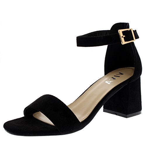 VIVA Femmes Sandale Coupé Bout Ouvert A Peine Là Bride A La Cheville Talons - Noir - 36 - KL0132