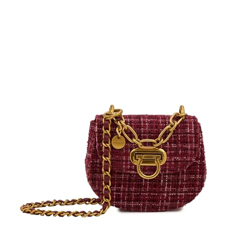 Image of Miraggio Fate Micro Crossbody Bag For Women | Tweed Texture Mini Sling Bags With Detachable Chain | Gift Items For Women