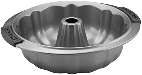 Anolon Advanced Nonstick Fluted Mold Baking Pan With Silicone Grips/ Nonstick Fluted Mold Cake Pan With Silicone Grips, Round - 9.5 Inch, Gray