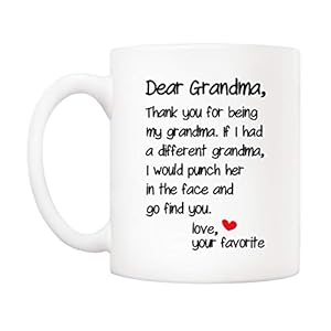 5Aup Mother's Day Funny Grandma Coffee Mug Christmas Gifts from Grandson Granddaughter, Dear Grandma, Thanks for Being... Love Your Favorite Cups 11 Oz, Birthday Present Idea for Grandmother 5Aup Mothers Day Funny Grandma Coffee Mug Christmas Gifts from Grandson Granddaughter Dear Grandma Thanks for Being Love Your Favorite Cups 11 Oz Birthday Present Idea for Grandmother