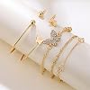 Caiyao Layered Stacking Link Chain Butterfly Bracelet Bangle Set Bohemian Paperclip Rhinestone Bead for Women 14K Gold Plated Animal Jewelry-D butterfly-2 #5