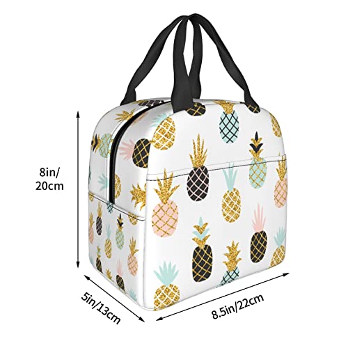 Echoserein Cute Pineapple Stylish Glitter Lunch Bag For Women Girls Insulated Lunch Box Reusable Lunchbox Waterproof Portable Lunch Tote #TOP3