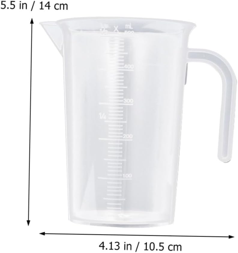Cabilock 5pcs Measuring Cups Set 500ml Thickened Pp Plastic High Temperature Resistant Liquid Measuring Containers for Kitchen Baking and Home Use