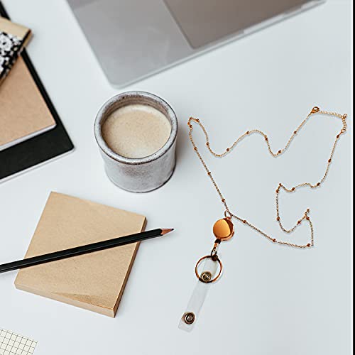 Sunporco 2 Pieces Retractable Badge Reel Lanyard With Id Holder Stainless Steel Necklace Lanyard Badge Clip Chain Necklace Lanyard Beads For Girl Women (Rose Gold, Silver), 6.38 X 4.96 X 0.71 Inch #TOP3