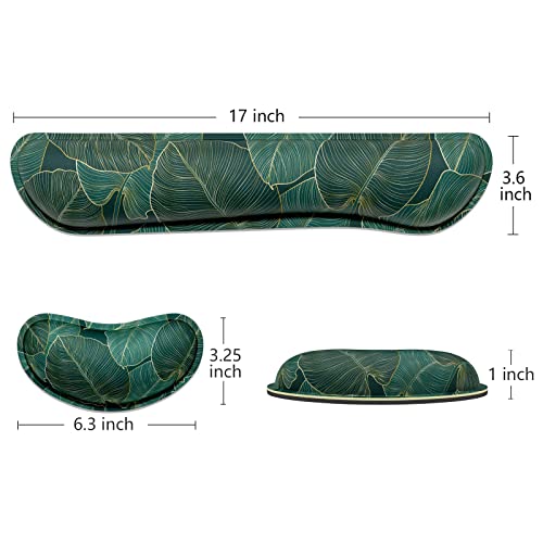 Dapesuom Enlarge Keyboard Wrist Rest Pad,Memory Foam Set Cushion Support For Easy Typing & Pain Relief,Mouse Pad, Anti-Slip Gaming,Computer, Laptop, Office, Green Leaf Jpdtz #TOP5