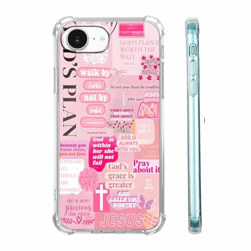 mehidpur Christian Quotes Aesthetic Vintage Jesus Bible Verse Collage Pattern,Soft TPU Bumper Case for iPhone 16e/17e,#5