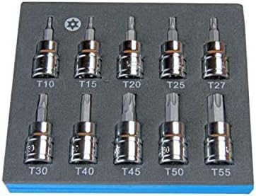US Pro Bergen 10Pc 3/8 Drive 48mm Long S2 Tamper Proof Torx Bit Socket Set T10 - T55