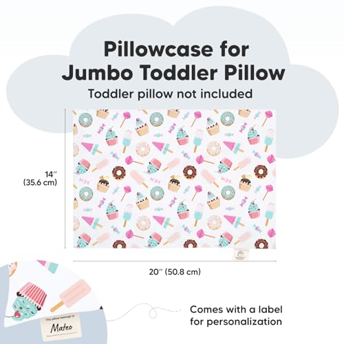 Image of KeaBabies Toddler Pillowcase for 14X20 Pillow - Organic Jumbo Toddler Pillow Case for Boy, Kids - 100% Natural Cotton Pillowcase for Miniature Sleepy Pillows - Pillow Sold Separately (Sweet Tooth)