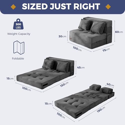 Matelas pliable 3 en 1 mousse HD 100x190x15 MAXYOYO