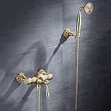 Küchenarmatur Alle aus Bronze geschnitzten Duschkabinen Einfache Dusche Sprühpistole Bidet in die Wand Wandhalterung Kupferfarbe Duscharmatur Dual-Use-Wasserhähne Schiffsarmatur (Color : C) (C)