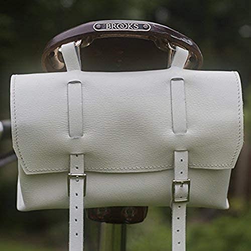 Sac de selle blanc XL London Craftwork pour guidon et cadre de vélo