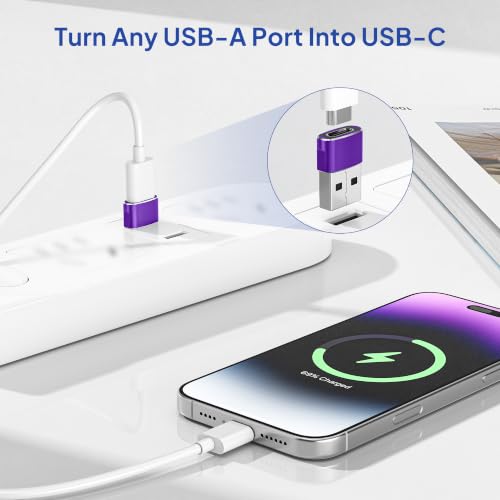 Image of USB C Female to USB Male Adapter 4-Pack,Type A Charger Cable Plug Connector for iPhone 11 12 Pro Max Mini,XR SE,Airpods iPad 8th Air 4th Generation,Samsung Galaxy Note 10 20 S20 Plus S21 21 Ultra,A71 | Type C Female to USB A Male Charger Connector for iWatch 11 10,iPhone 16 15 Plus Pro Max,iPad 8 8th 9 9th 10th Air 5 Mini 6