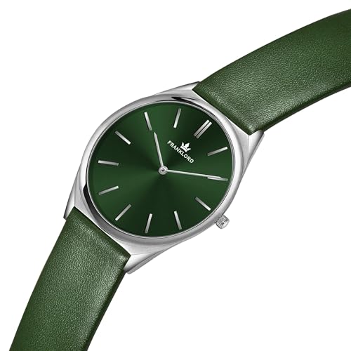 Image of Franklord Ultra-Slim Men's 5 mm Swiss Movement Dress Watch - 40 mm Case, Sapphire Crystal, 316L Stainless Steel with Leather Strap