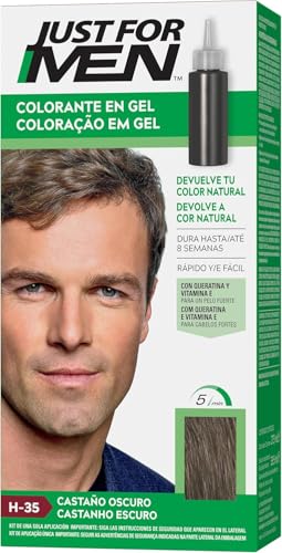 Just For Men Tinte Colorante en Gel, Coloración Masculina, Cubre Las Canas, Devuelve Tu Color Original Para Una Apariencia Natural - Castaño Oscuro H35 (3 Pack)
