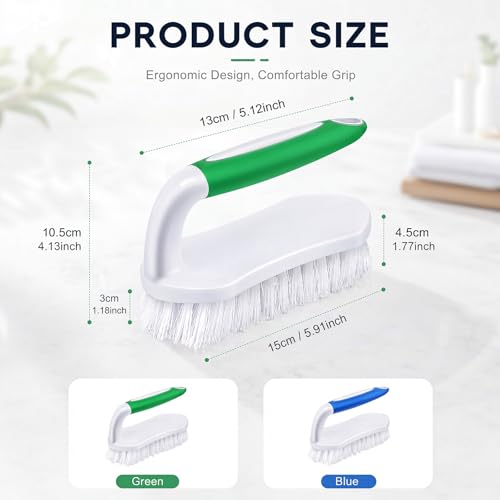 Image of Lallisa Scrub Brush for Cleaning with Handle Comfortable to Grip Heavy-Duty Flexible Stiff Bristles Scrubber Brushes Bulk for Shower Bathroom Carpet Kitchen Floor Tiles(Green Blue,24 Pcs)