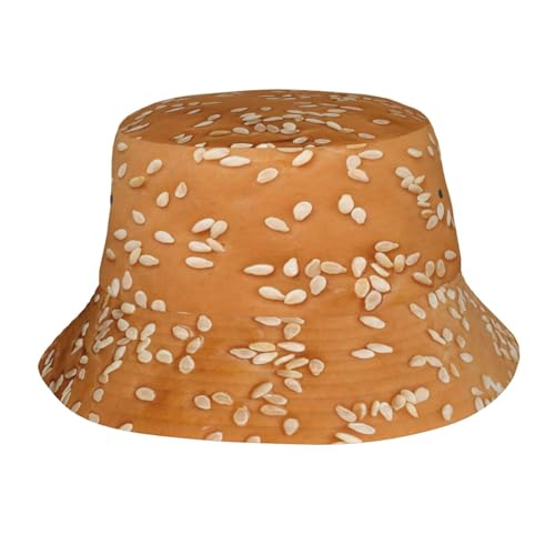 Burger Bun Bucket Hats Funny Food Fishing Hat Foldable Travel Beach Hat Packable Sun Hat for Women Men