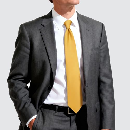 Image of Hi-Tie Men's Extra Long Solid Satin Tie Set 63 Inch /70 Inch Formal Necktie