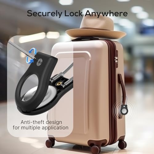 Air Tag Holder - (4 Pack) Air tag Lock Keychain with Wire Cable Compatible with Apple AirTag,Ultra Durable Anti-Lost Protective Case with Keyring for Luggage, Key, Backpack, Pet, Bag, Black by motande - Image 3